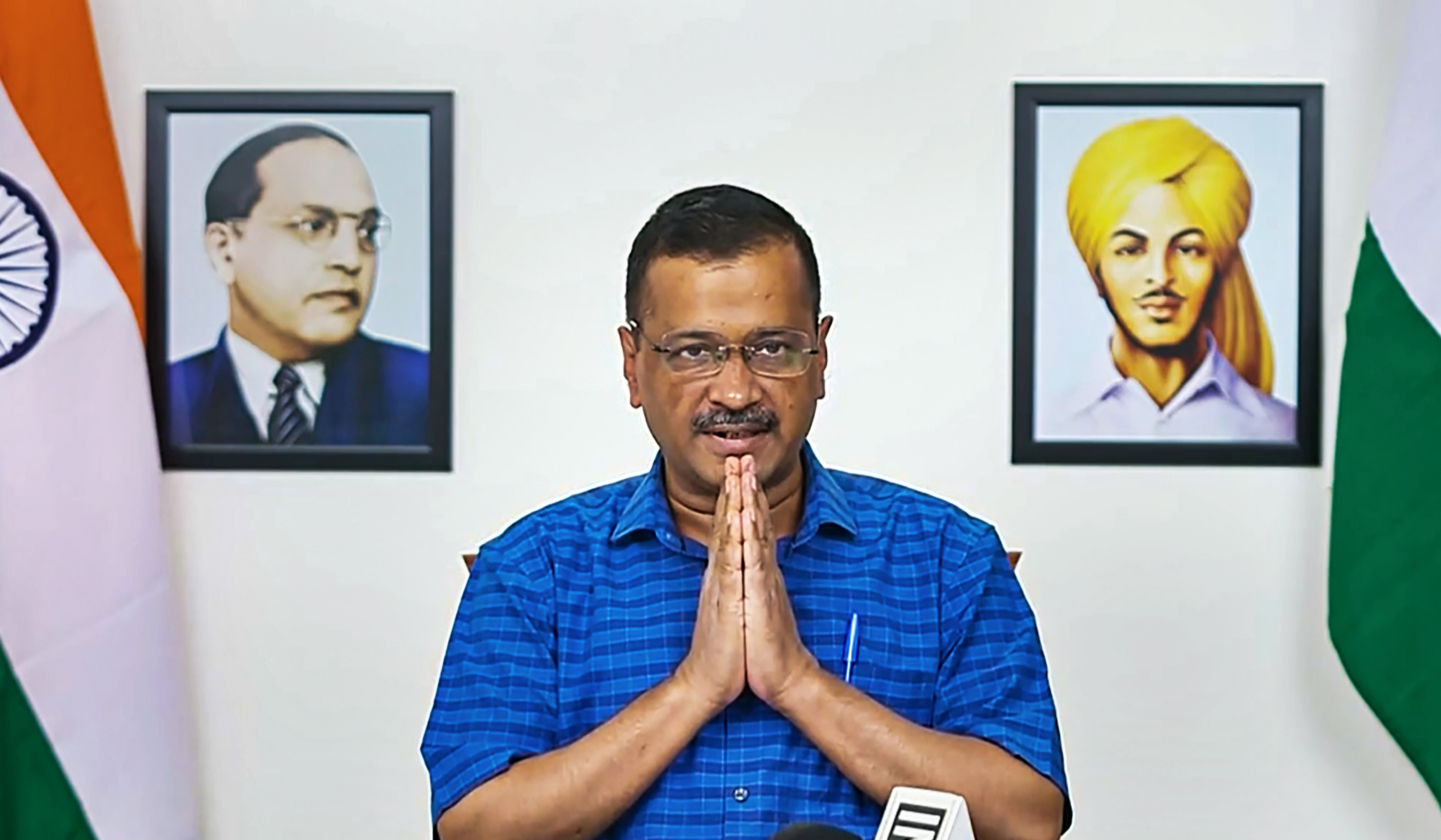 **EDS: SCREENSHOT FROM A VIDEO POSTED BY @ArvindKejriwal ON THURSDAY, MAY 5, 2022** New Delhi: Delhi Chief Minister Arvind Kejriwal during a virtual press conference, in New Delhi. (PTI Photo) (PTI05_05_2022_000163B)